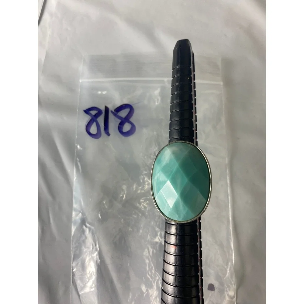 Turquoise‎ Gemstone Ring Silver tone Adjustable Size 6.75